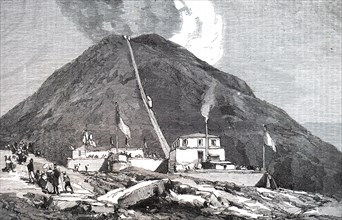 The inauguration of the Vesuvius funicular railway