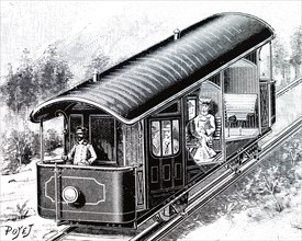 The electric car on the Vesuvius funicular railway built for Thomas Cook & Sons