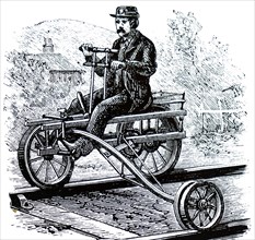 A tricycle used on the railways round Lake Michigan to get employees quickly from point to point