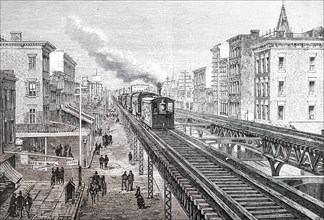 An elevated railway in New York City