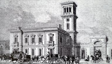 The exterior of London Bridge Station, the terminus of the South Eastern, Greenwich, Brighton and Croydon Railways