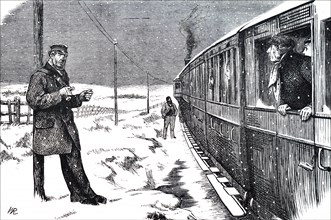 A train de-railed by heavy snow