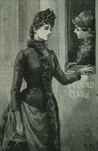 A passenger in a first-class carriage, making eye contact with someone in second-class