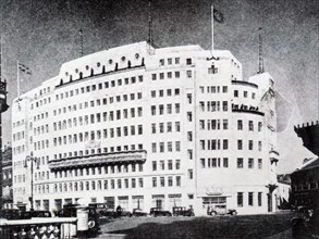 Photograph of the exterior of Broadcasting House, London, which at the time symbolised the practical progressiveness and modernity of the B