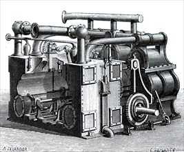 A compound steam engine of the French screw-driven armour-plated frigate 'Friedland'