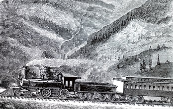 A train travelling through American Canyon on the Union Pacific Railroad