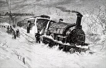A train de-railed by heavy snow