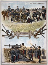 chromolithograph card showing French boy soldiers
