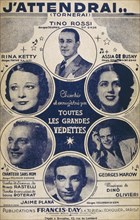 French song book for songs sung by the popular singer Tino Rossi  'J'attendrai'  1939