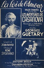 French song book for the French film 'LES AVENTURES DE CASANOVA" LA LOI DE L AMOUR' sung by Georges Guétary
