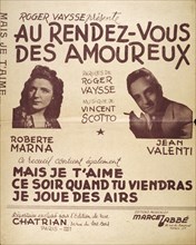 cover of the French song book 'Aux rendezvous des amoureux' sung by Roberte Marna and jean valenti