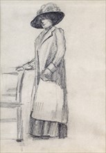 Elegant Woman, pencil and crayon, circa 1900, by Colette