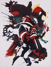 The revolt' painted in Gouache, 1997, by Raymond Moretti