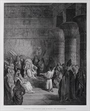 Joseph interprets the dreams of the Pharaoh of Egypt, Illustration from the Dore Bible 1866