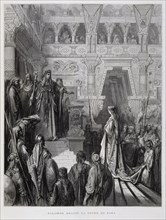 King Solomon receives the queen of Sheba, Illustration from the Dore Bible 1866