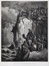 Elie smashes the idols of Baal, Illustration from the Dore Bible 1866