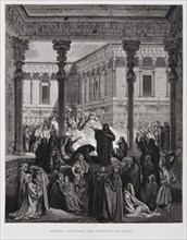 Daniel confronts the priests of Baal, Illustration from the Dore Bible 1866