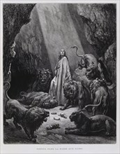 Daniel in the Lion's den, Illustration from the Dore Bible 1866