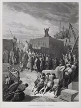 Re-building of the Temple in Jerusalem, Illustration from the Dore Bible 1866