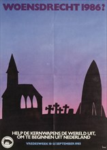 Dutch, anti-nuclear weapons, anti-war, Peace campaign poster, during the Cold war  1983