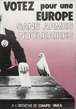 Belgian, anti-nuclear weapons, anti-war, Peace campaign poster, during the Cold war  1983