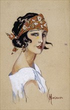 French postcard depicting a young woman 1925