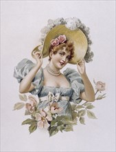 French postcard depicting a young woman 1900