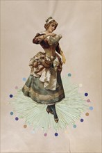 French art-deco, postcard depicting a young woman 1900