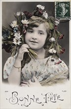 French postcard with floral elements 1900