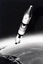 Artist's impression of the separation stage of the  Gemini-Titan II