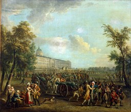 Jean-Baptiste Lallemand 'Pillage des armes aux Invalides', 1789