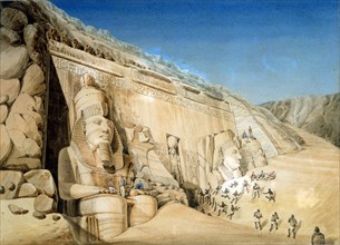 Louis Maurice Adolphe Linant de Bellefonds expedition to Ramses II temple at Abu Simbel, Egypt