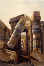Watercolour; The Hall of Columns at Karnak, Thebes