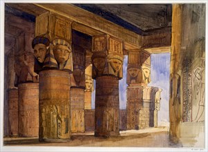 Watercolour; The Temple of Dendera, Upper Egypt, 1839