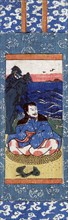Printed miniature scroll painting of a deity at Tenman Shrine
