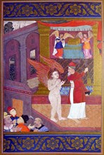 Mughal painting depicting Abraham being visited by Angels