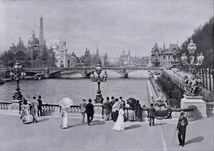 Painting showing view of the Seine, taken from le Pont Alexandre III