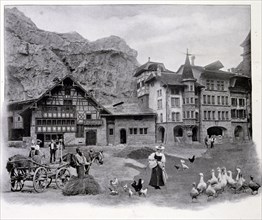 Image of a Swiss village showing a chalet from Effretikon-Maisons-de-Berne