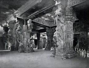 Photograph of an interior perspective of the Cambodian Exhibit; the Khmer Temple.