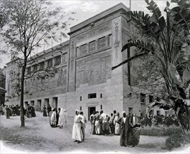 Photograph of the Egyptian Exhibition in Trocadero showing the ancient history and dynasties