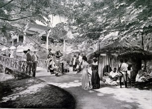 Photograph of the Pavilion of the French Congo in the Trocadero Gardens.