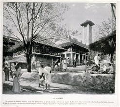 Photograph of the Dahomey Quarter in the Trocadero Gardens