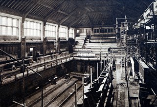 House of Commons under reconstruction following damage from the Second World War