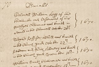 Portion of a page of a 1670 register