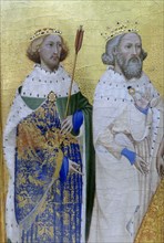 The Wilton Diptych, c1395-99. Richard II, King of England, kneels in a portable altarpiece