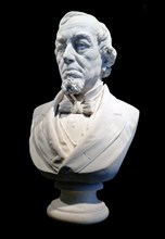 Marble bust of Benjamin Disraeli, British statesman and Conservative politician, and Prime Minister of the United Kingdom