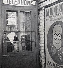 Telephone box in France with a Nazi German sign banning Jews from using it during World War II