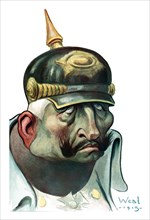Watercolor caricature portrait of Kaiser Wilhelm II