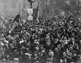 Citizens, celebrating the armistice in Paris, which marked the end of World War I