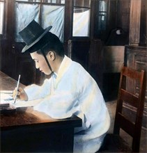 Joseon era scholar studying for civil service exams
